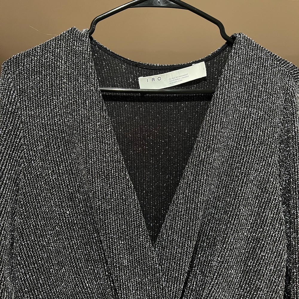 Noize Ruffled Wrap-effect Metallic Ribbed-knit Mini Dress - Picture 8 of 11